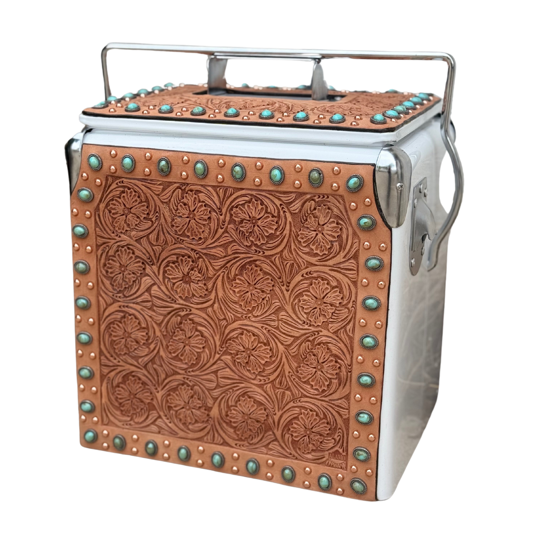Retro Rodeo White Cooler- Turquoise Stone
