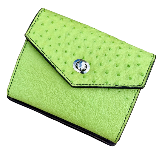 The Exotic Wallet Clutch | Full Lime Green Ostrich