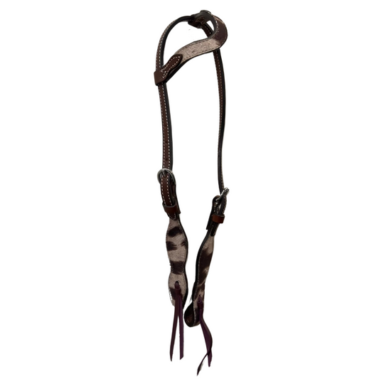 2074-Cow Suede 5/8" Wave one ear headstall with Cow Suede Overlay