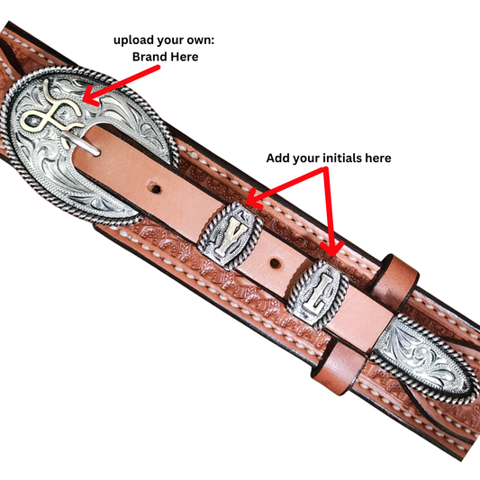 Custom 4-Piece Buckle Set with Ranger Belt (Basket Tooled) (SILVER FINISH)