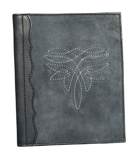 Large portfolio Black Rough Out Blue Bell Stitching