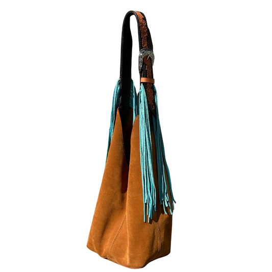 Darlin Duo Bag- Toast with PTE BK Strap with Fringe