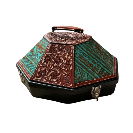 Leather Tooled Hat Can Carrier | Whiskey
