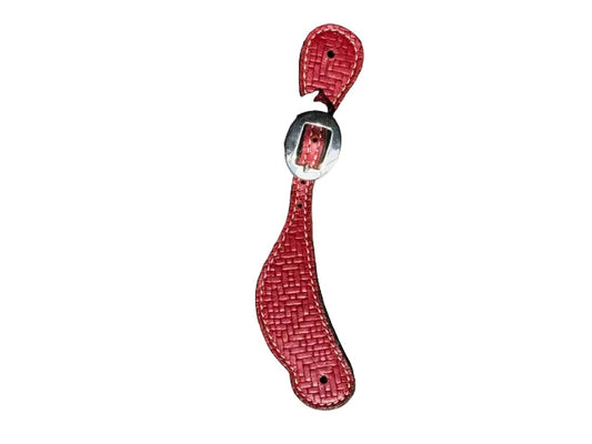 382-WEAVE Ladies spur straps toast leather weave overlay