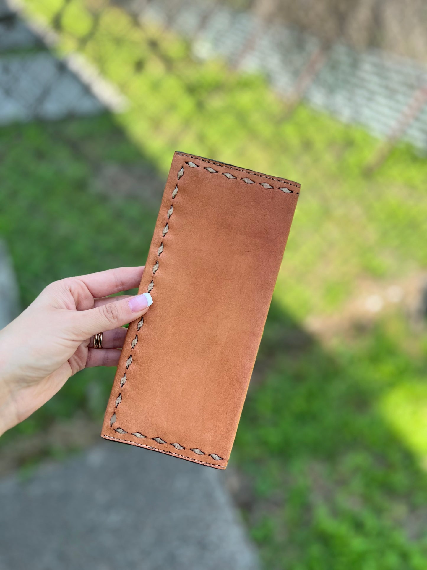 Golden Geo Tooled Tally Book w/ Buckstitch