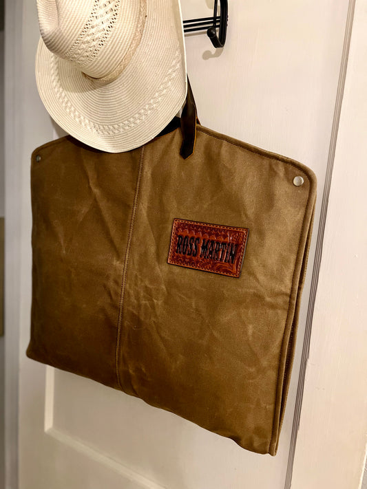 Custom Leather Trim Garment Bag w/ lettering