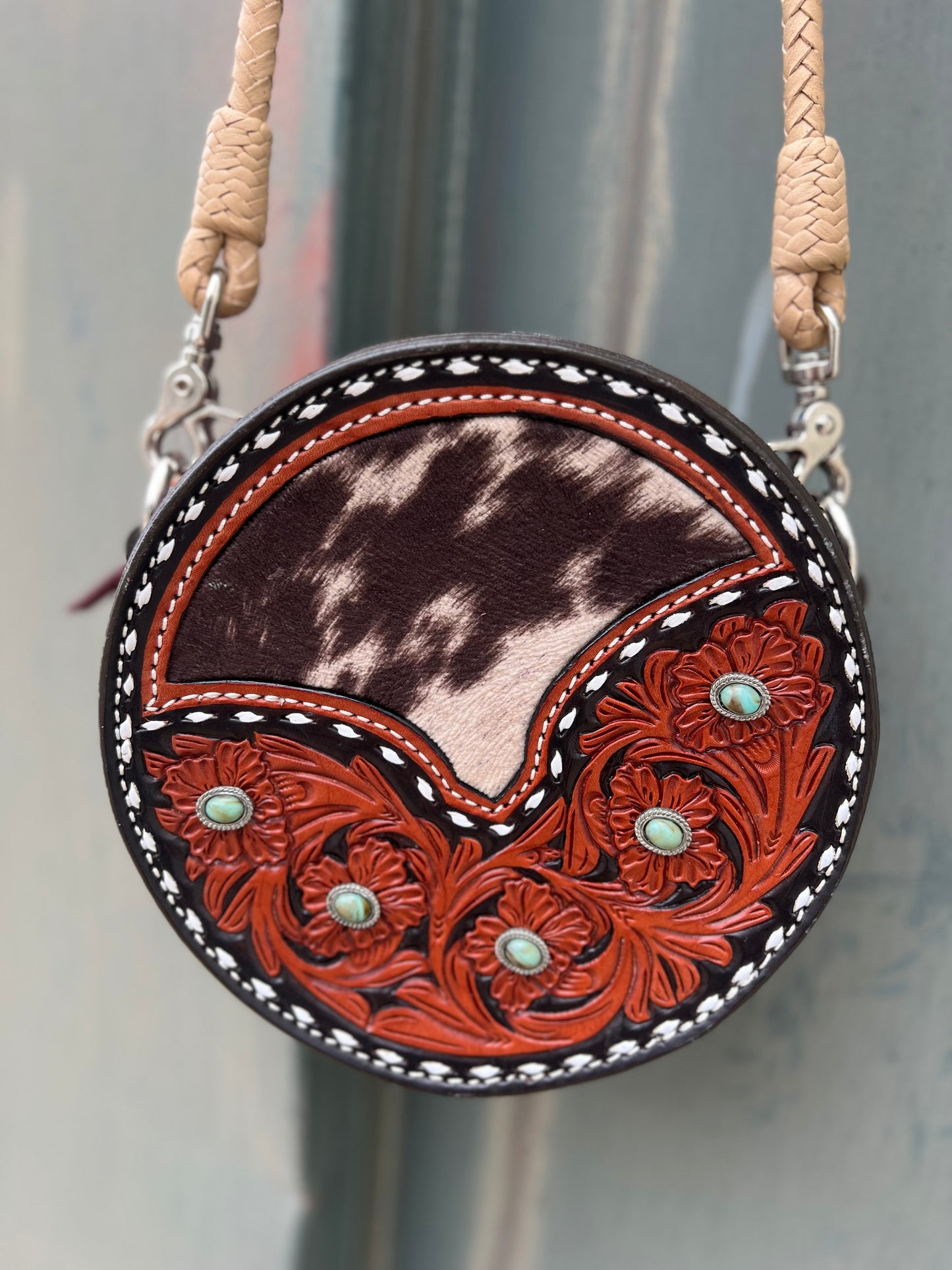 8" Turquoise Stone Canteen Handbag