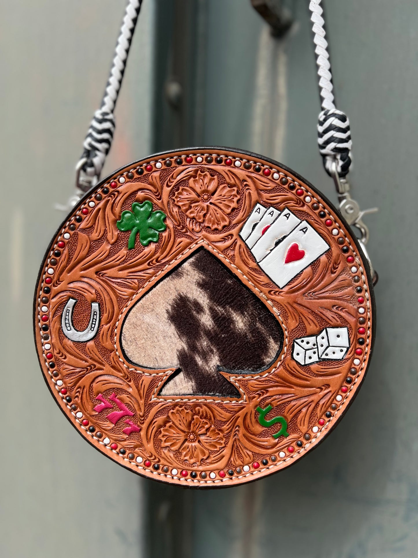 8" Lucky Charm Canteen Handbag (Cow Suede Ace)