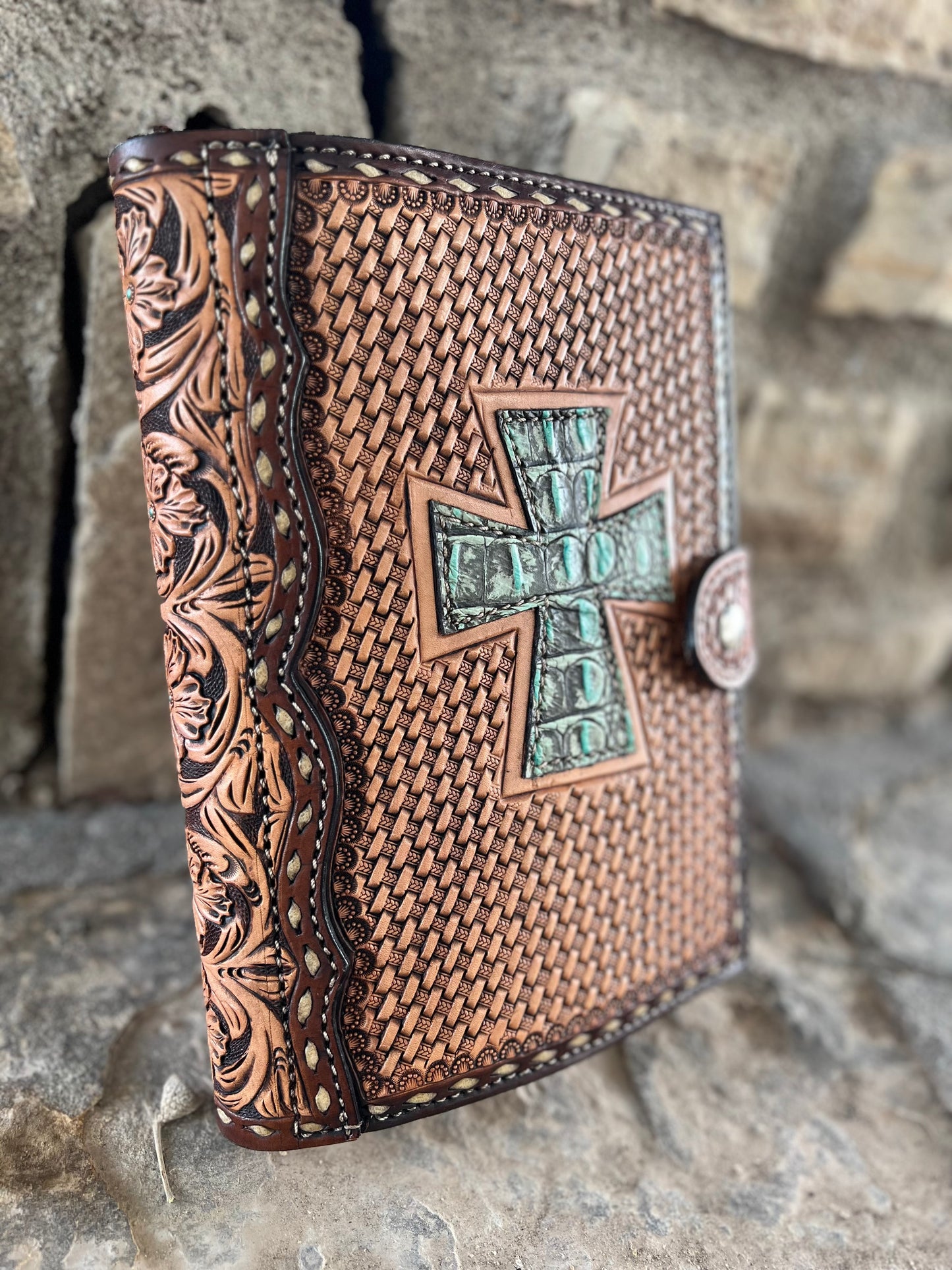 #4 Bible Cover Cow Suede Cross