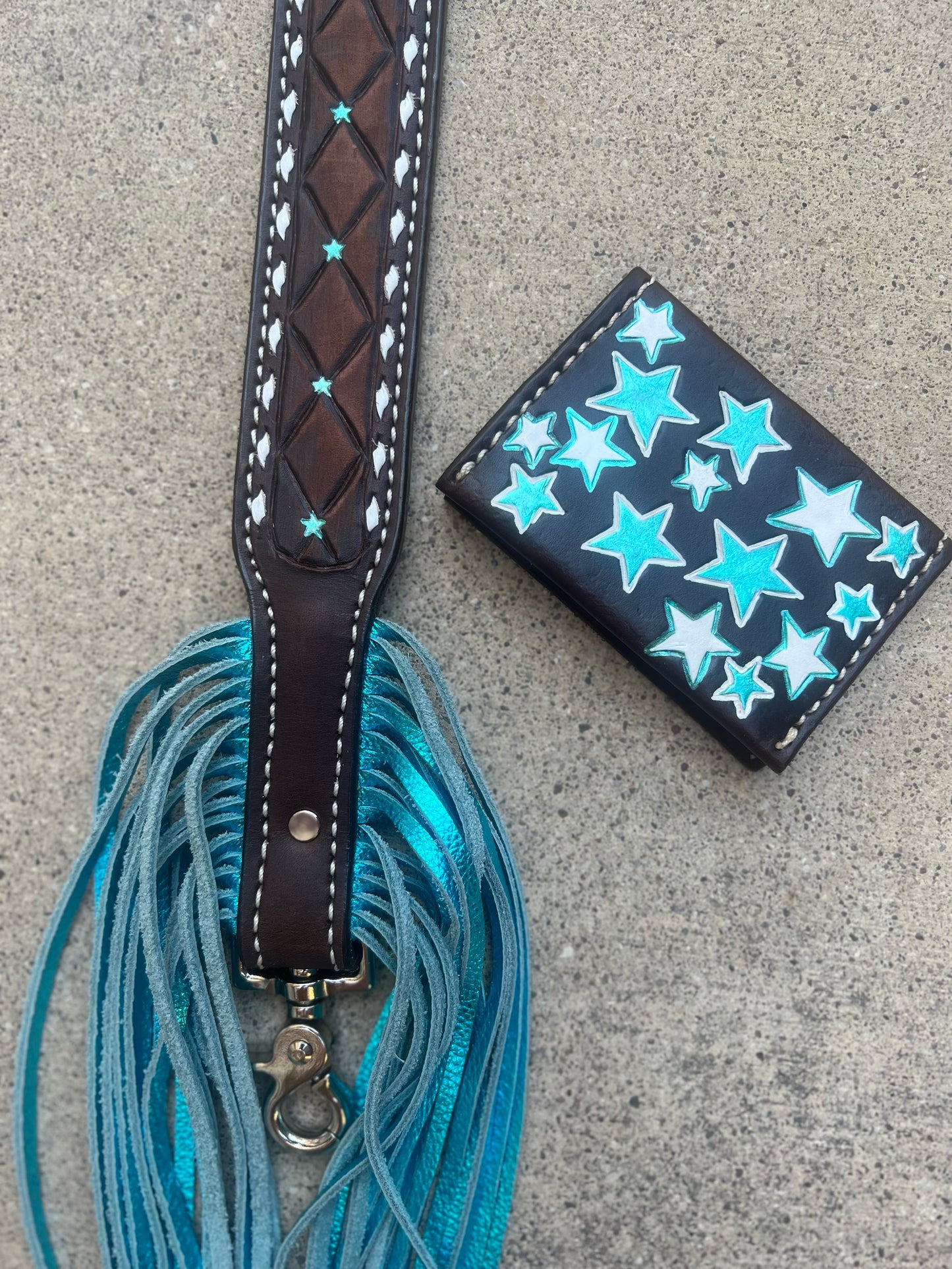 High End Stadium Bag w/ NEON STAR FRINGE Leather Strap