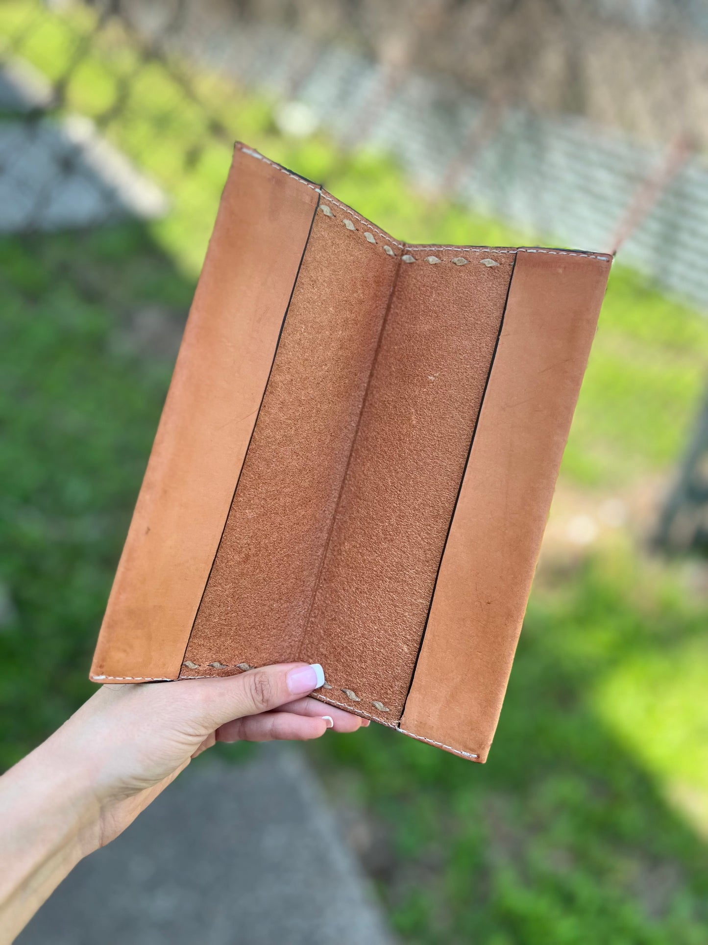 Golden Geo Tooled Tally Book w/ Buckstitch