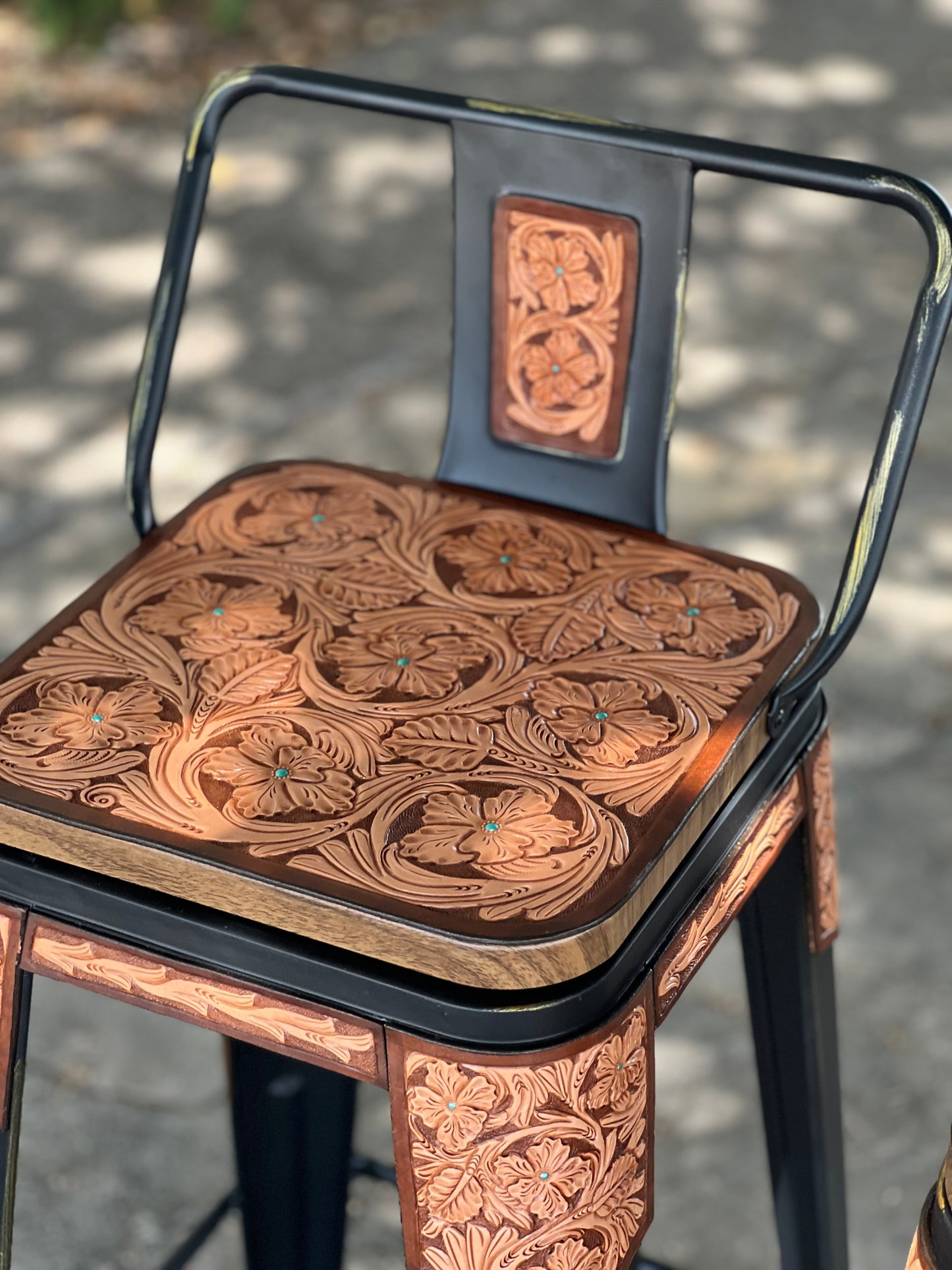 (STOCK) SET OF 2 30" THE DESERT TURQUOISE SUNSET BLACK SWIVEL BAR STOOLS