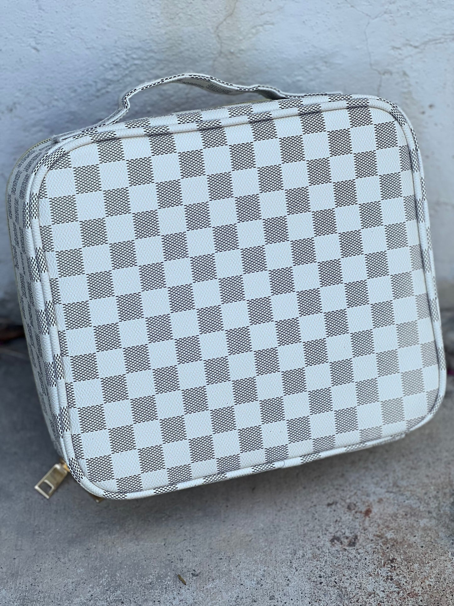 Cream Checkered Cosmetic/Vet Bag #16