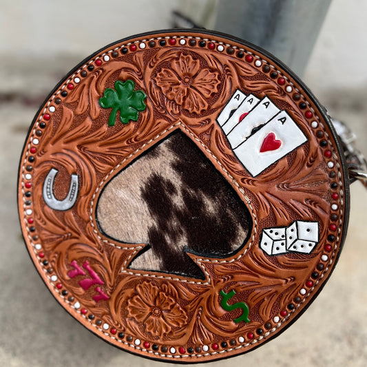 8" Lucky Charm Canteen Handbag (Cow Suede Ace)