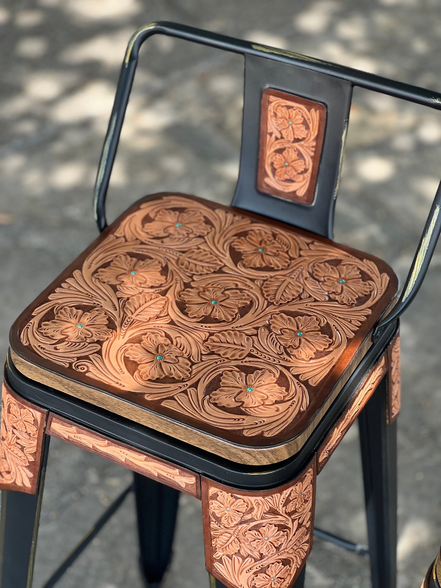 (STOCK) SET OF 2 30" THE DESERT TURQUOISE SUNSET BLACK SWIVEL BAR STOOLS