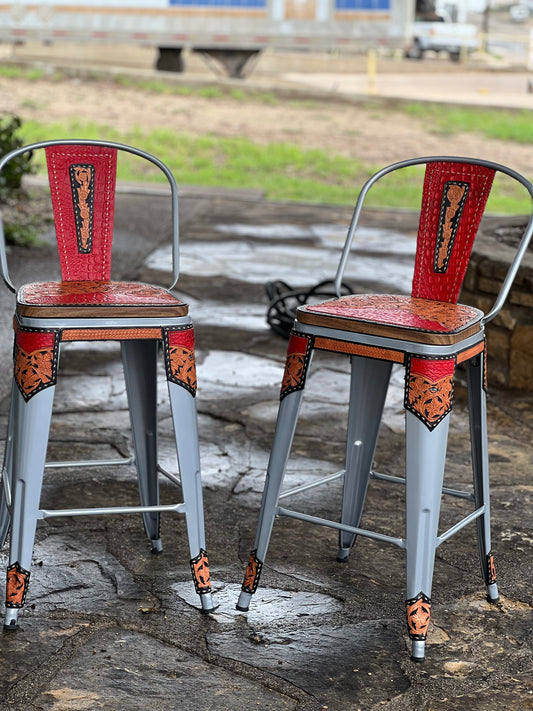 (STOCK) SET OF 2 26" THE RED GATOR w/ Tall Back in GUN METAL