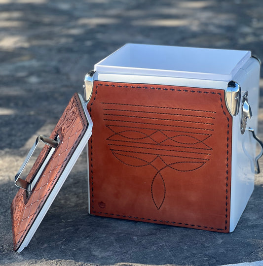 Retro Rodeo White Cooler- Toast Cowboy Stitch