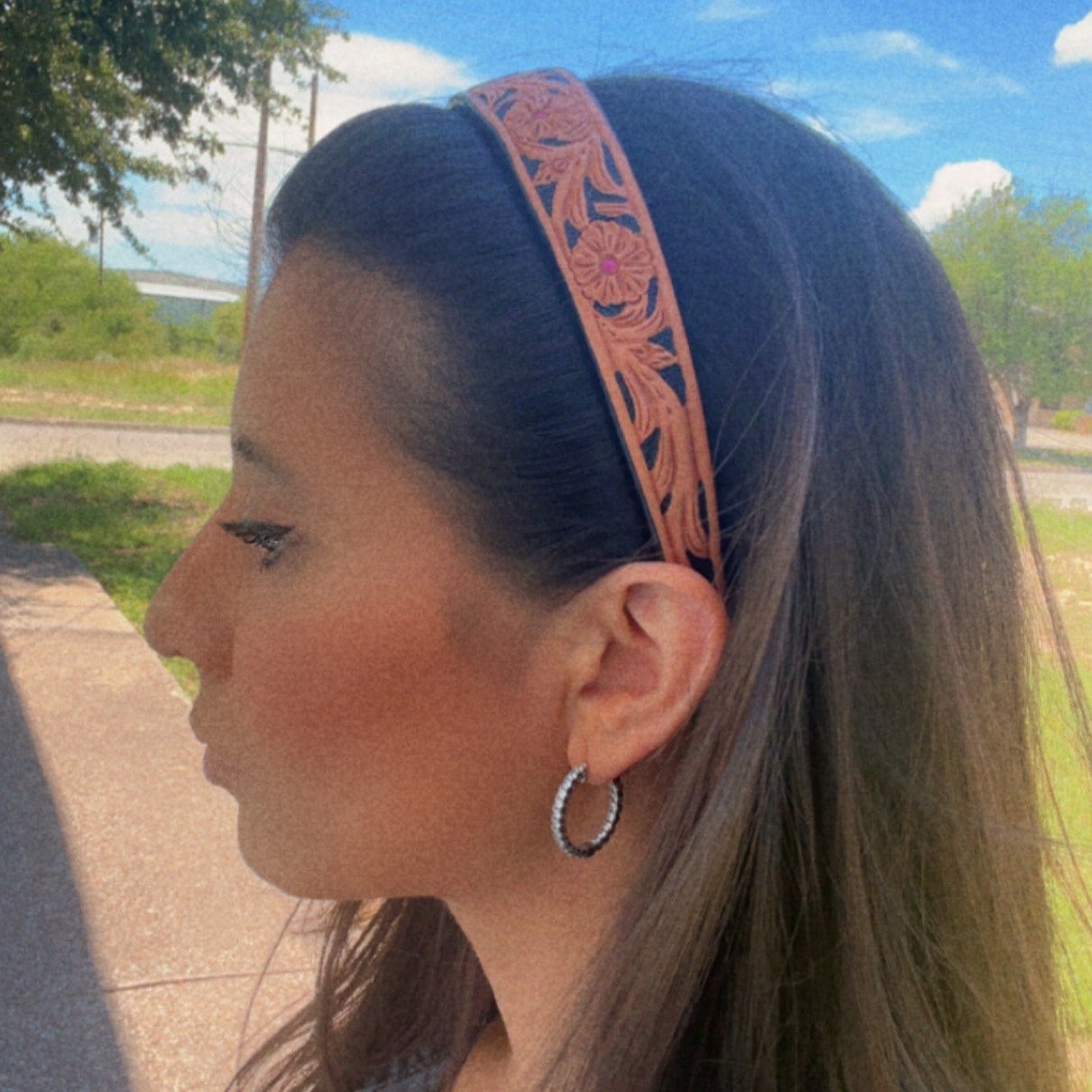 Leather tooled headbands