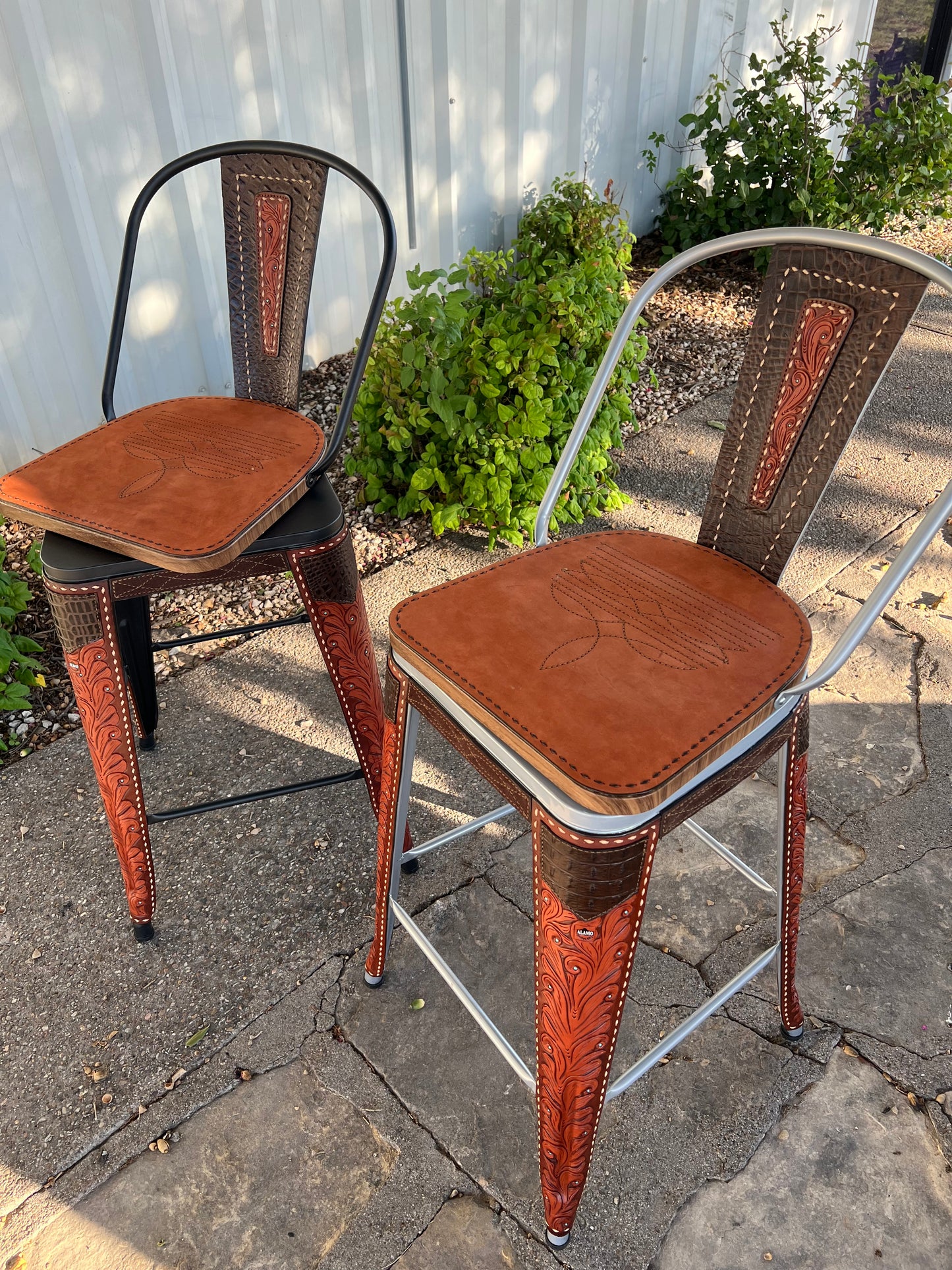 (PRE-ORDER) SWIVEL BAR STOOLS WITH TALL BACK "The Chocolate Paisley Gator"
