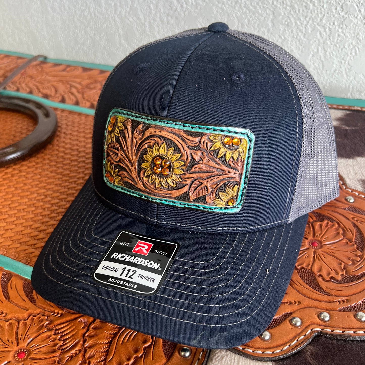 Richardson Caps w/ Leather tooled Patch