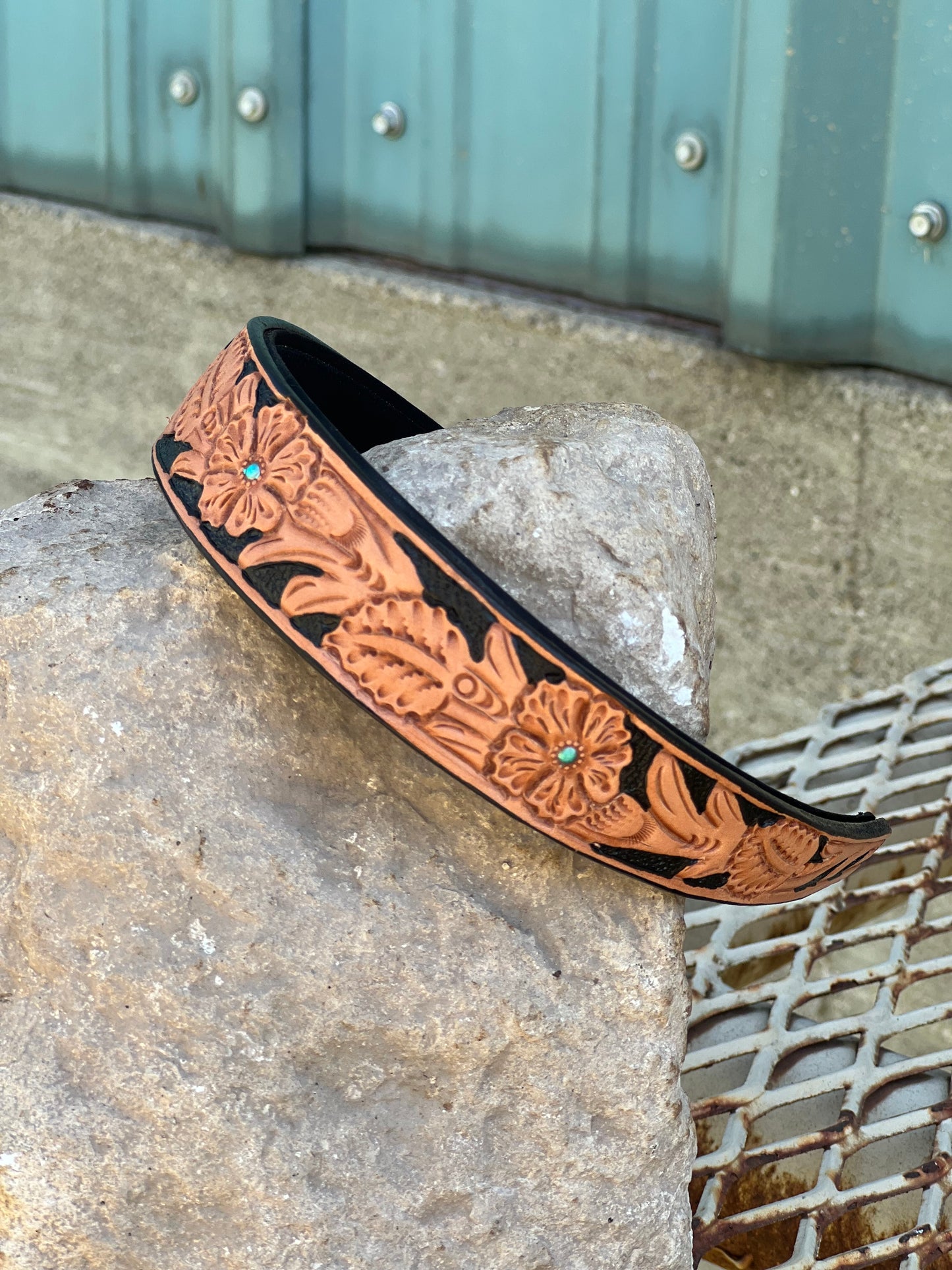 Leather tooled headbands