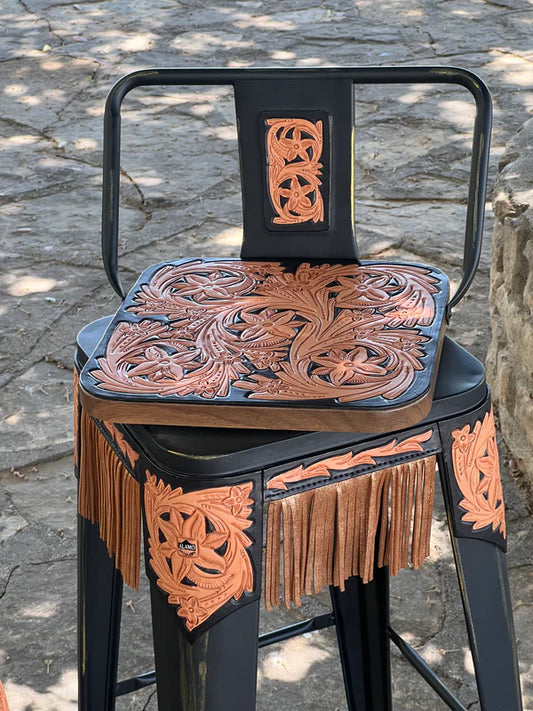 (STOCK) SET OF 2 26" THE GOLDEN COWBOY w/ Black Short Back Bar Stools