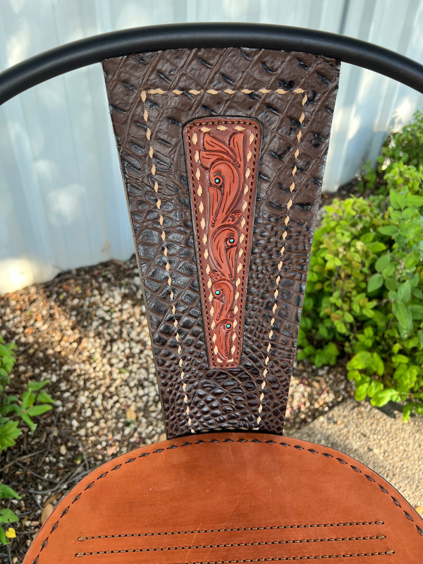 (PRE-ORDER) SWIVEL BAR STOOLS WITH TALL BACK "The Chocolate Paisley Gator"