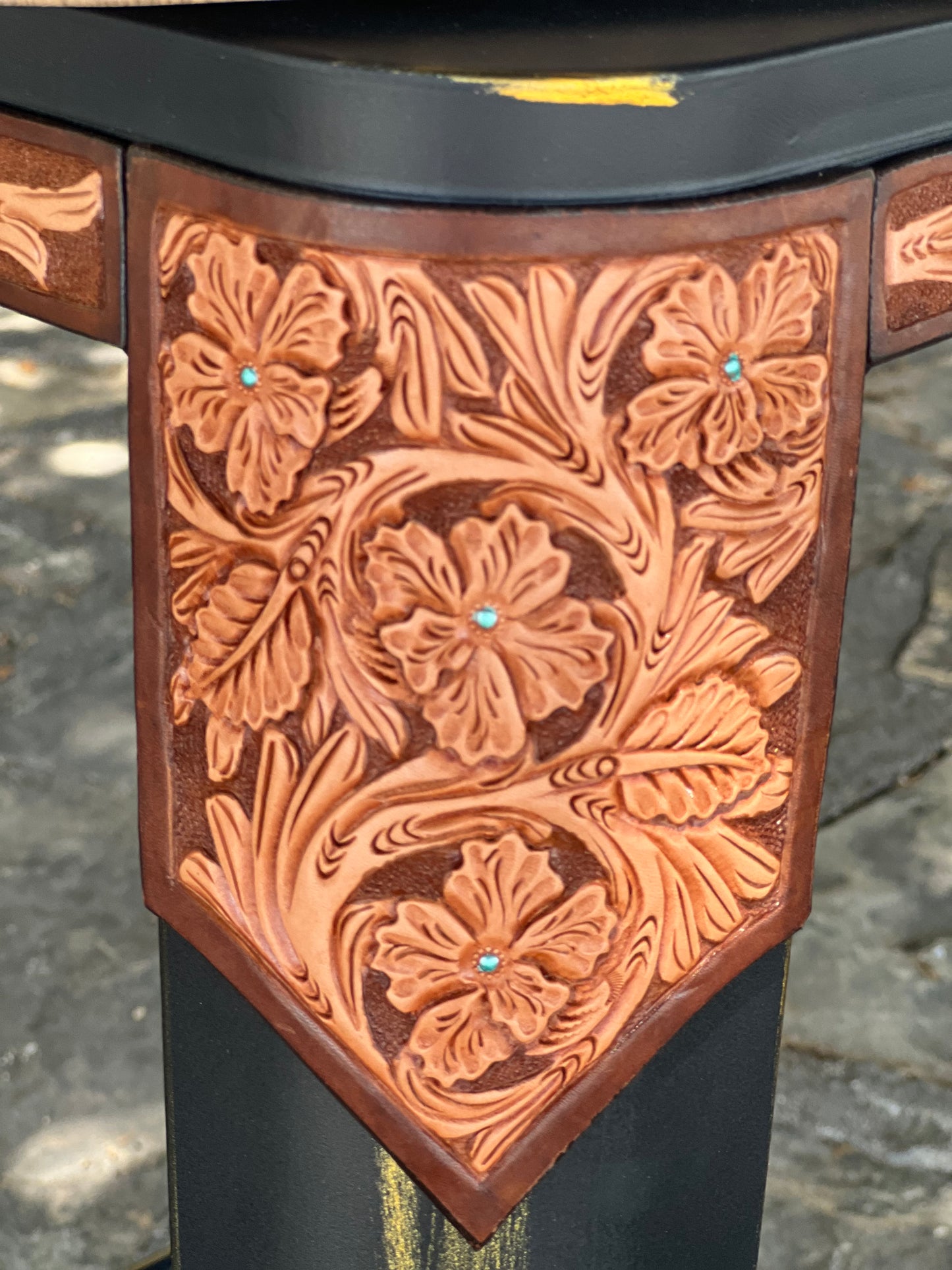 (STOCK) SET OF 2 30" THE DESERT TURQUOISE SUNSET BLACK SWIVEL BAR STOOLS