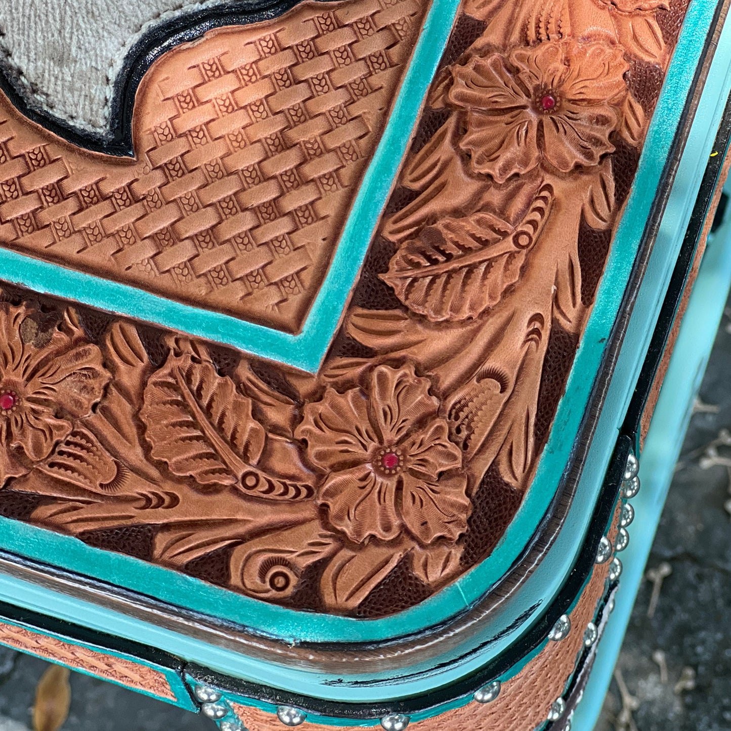 (STOCK!) SET OF 2 26" TURQUOISE SWIVEL BAR STOOLS WITH TEXAS STATE INLAY