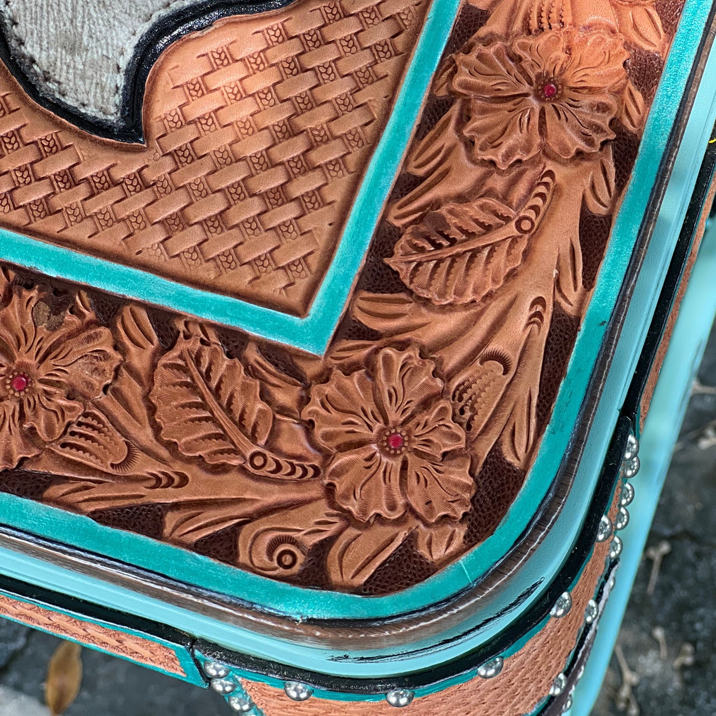 (PER-ORDER!) SET OF 2 TURQUOISE SWIVEL BAR STOOLS WITH STATE INLAY