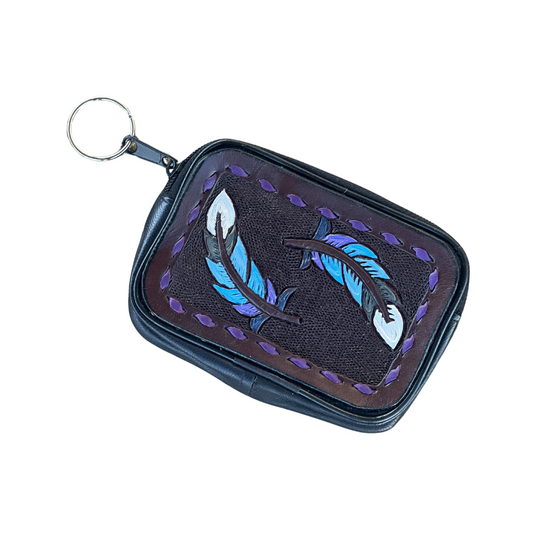 Tooled keychains Coin bags- Feather