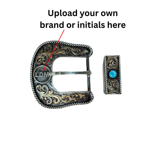 Custom 2-Piece Buckle Set w/ Turquoise Resin Stone
