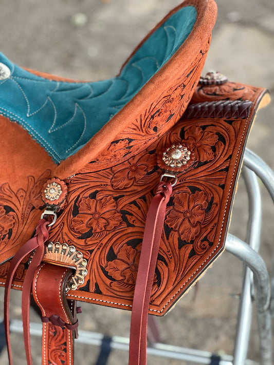 Ranshe Turquoise Barrel Saddle