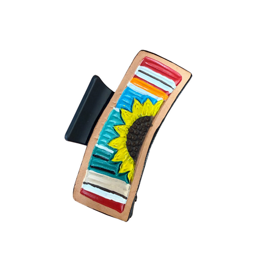 Large Serape Sunflower Hair Claw