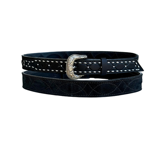 1.5" Straight Quilted Black Gunslinger Belt