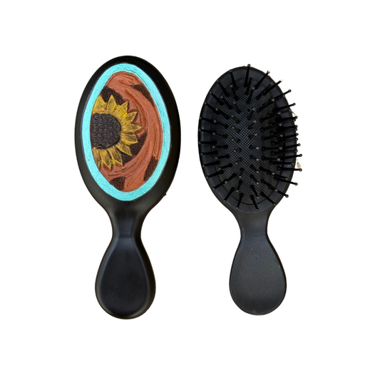 Mini Tooled hair brush - Sunflower