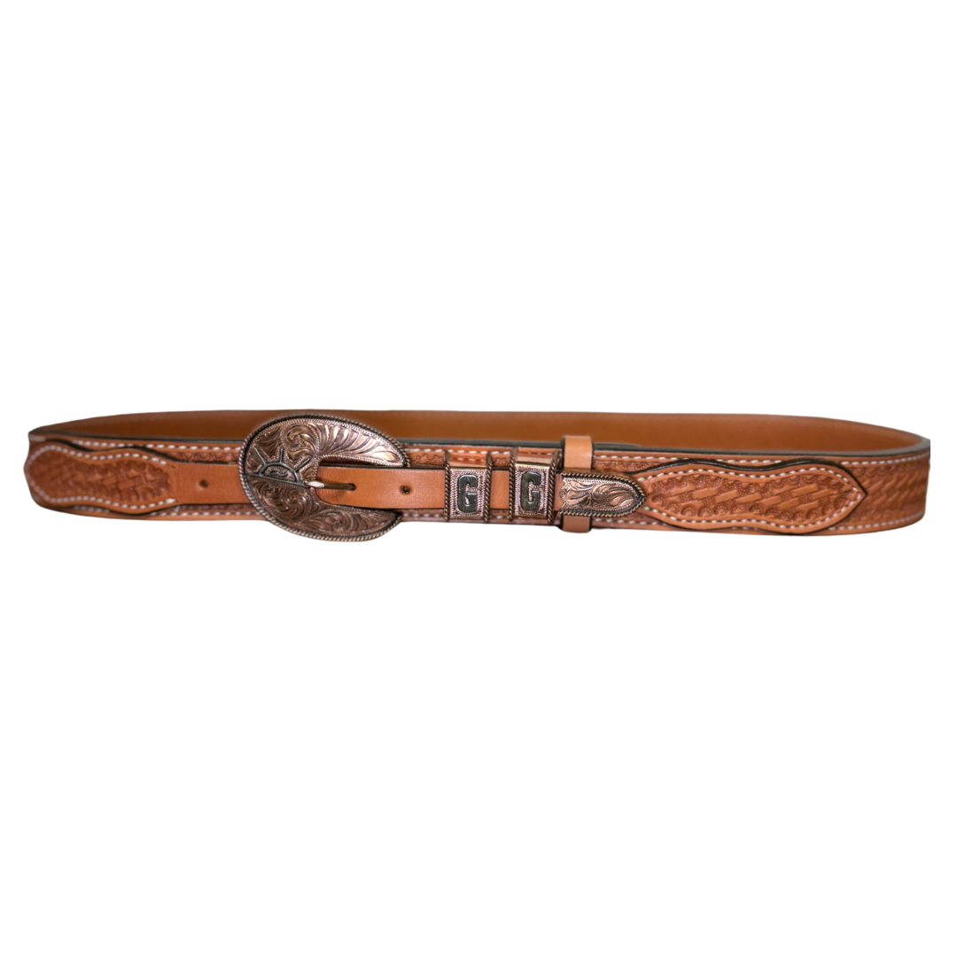 Custom 4-Piece Buckle Set with Ranger Belt (Basket Tooled)