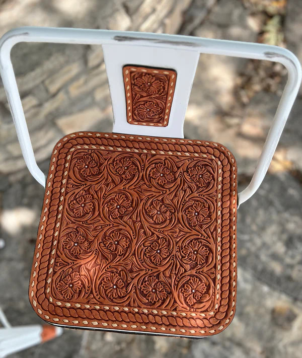 (STOCK!) SET OF 2 WHITE SWIVEL BAR STOOLS W/ THE COWBOY