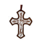 Cross rough out chocolate leather floral tooled with ivory rustic background paint.