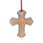 108-JC Cross chocolate leather copper crackle overlay with crystals and spots