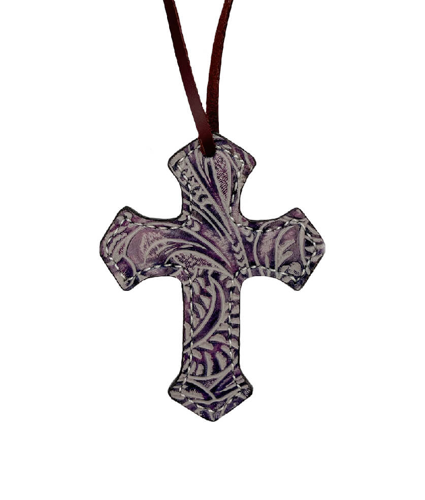 Cross chocolate leather lilac overlay.