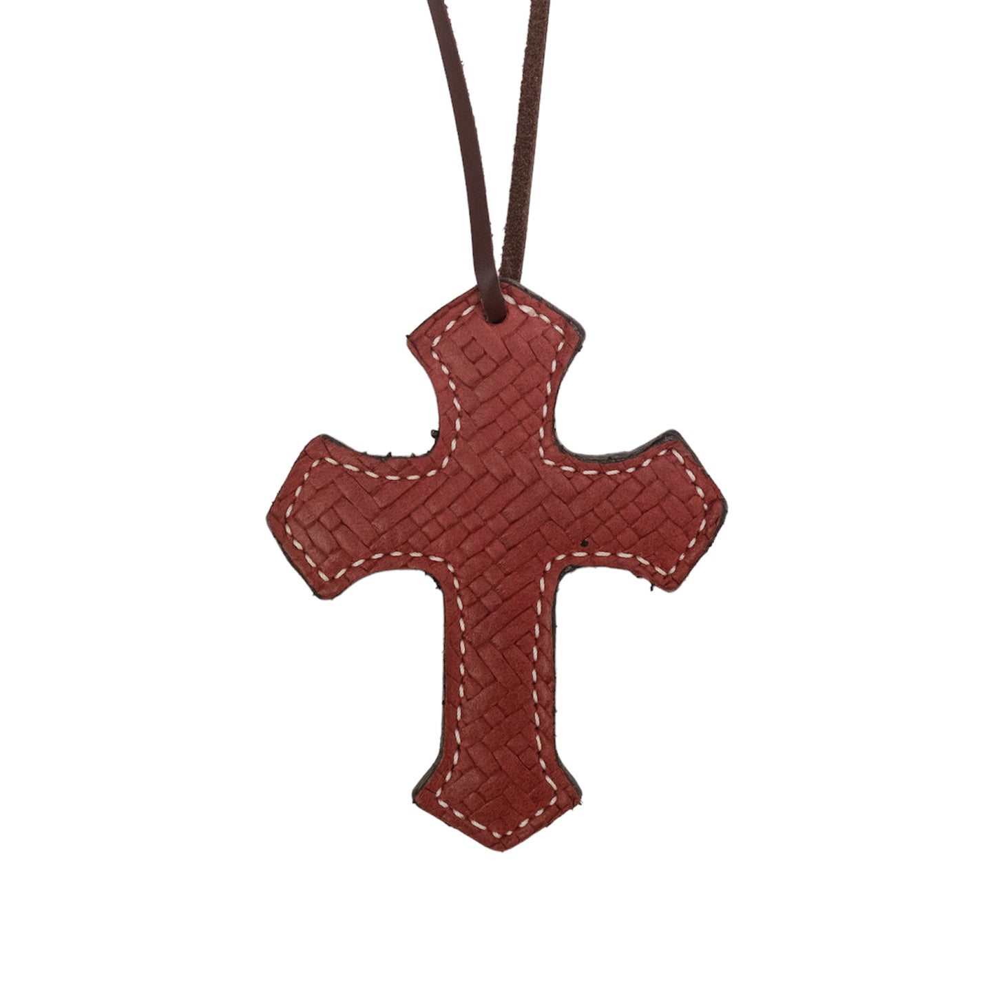 Cross toast leather weave overlay.