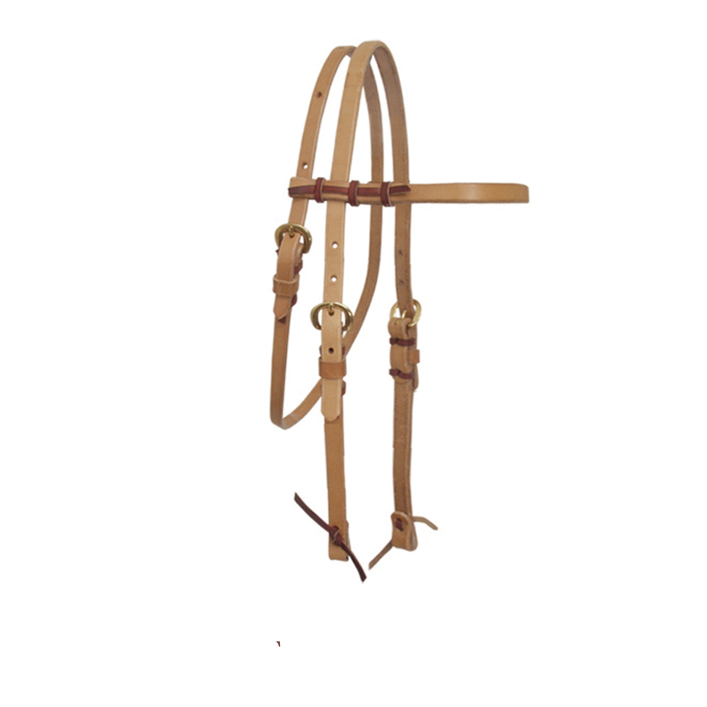 1/2" Straight browband headstall harness leather cowboy ties brass hardware.
