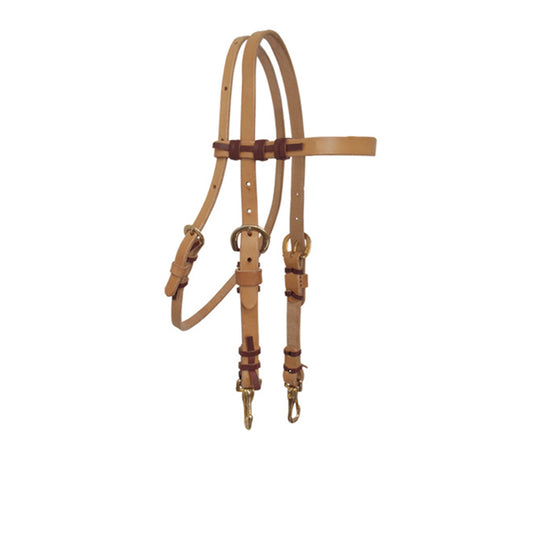 1/2" Straight browband headstall harness leather cowboy ties brass hardware.