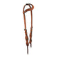 2074-Y 5/8" Wave one ear headstall golden leather cactus tooling with green painted cactus