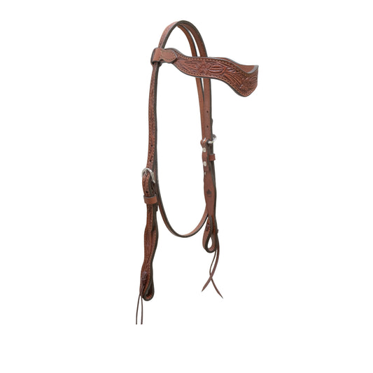 1-1/2" Wave browband headstall rough out toast leather AA tooling.