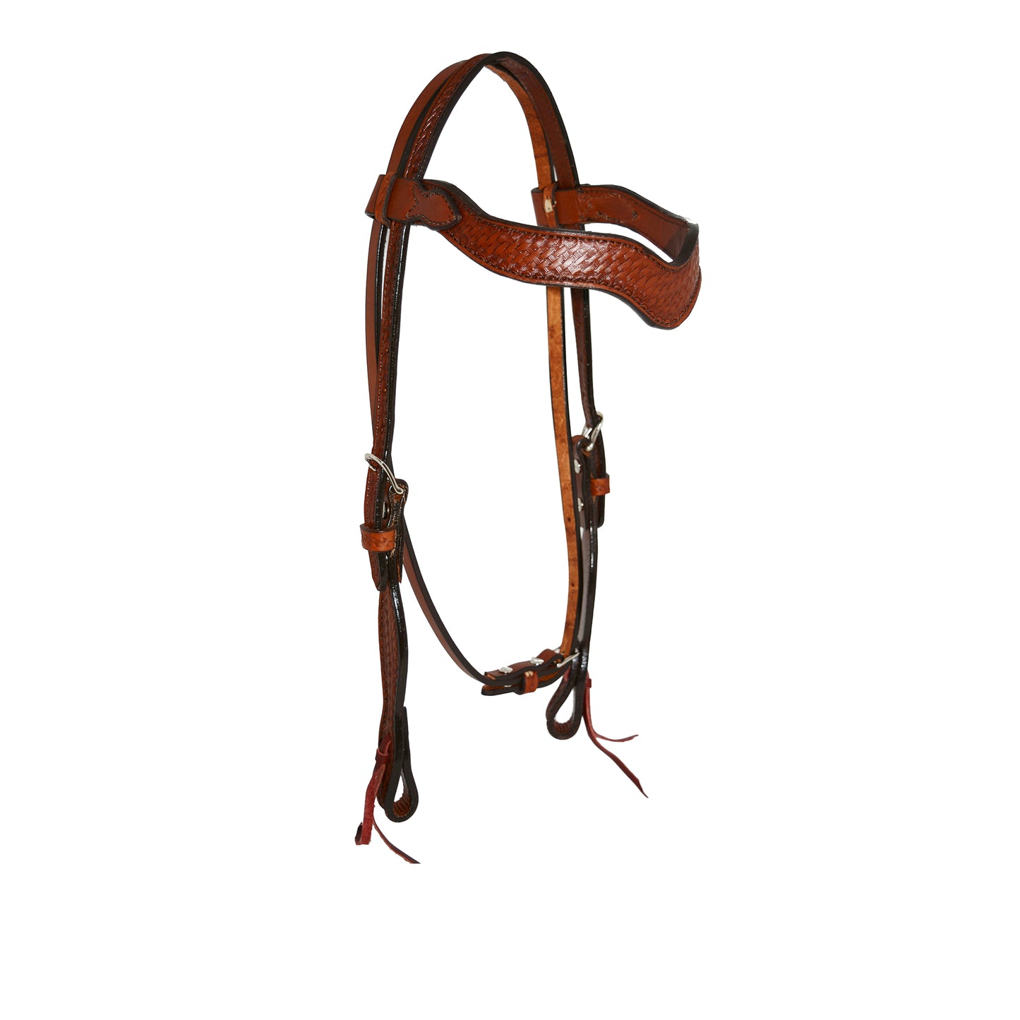 2117-TK 1-1/2" Wave browband headstall toast leather basket tooled