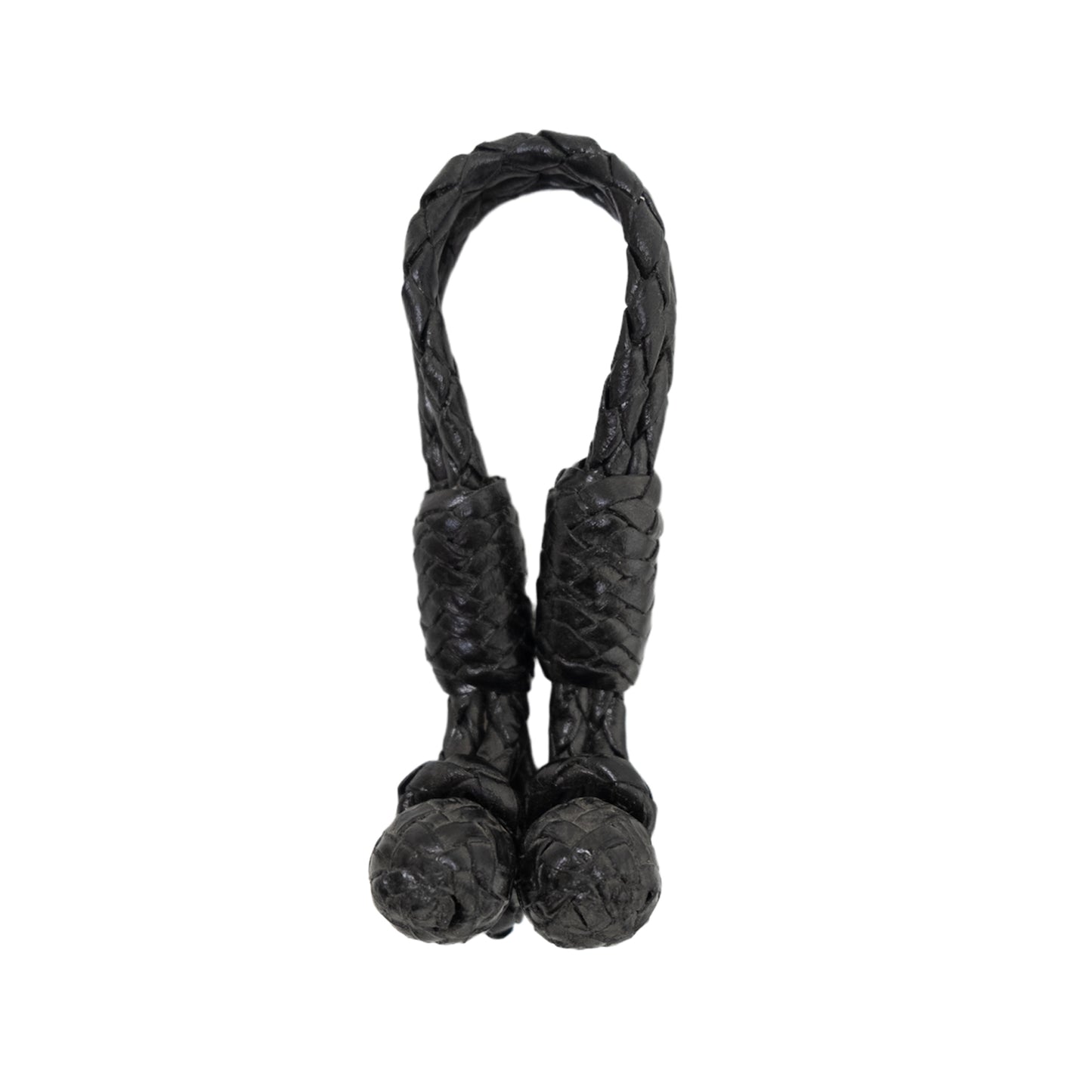 Tie down holder black rawhide braided.