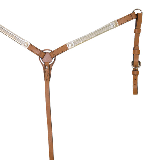 1" Breast collar golden leather silver bars and SS hardware.