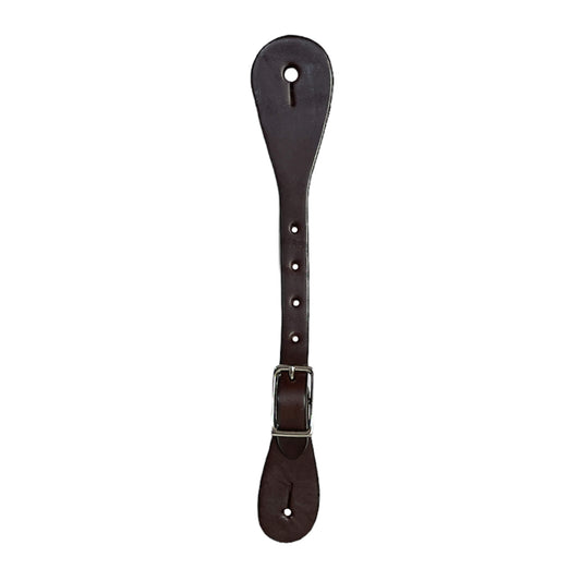Youth spur straps chocolate leather.